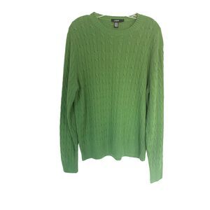 J.Crew Cable Knit Wool/Angora Blend Green Men Sweater Sz L